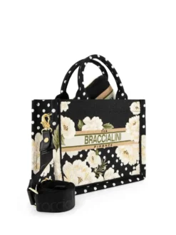 BORSA A MANO DONNA - BRACCIALINI BIANCO-NERO - B19281-TY