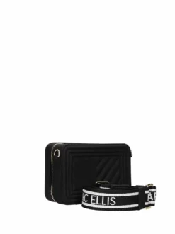 BORSA A SPALLA DONNA - MARC ELLIS NERO-ORO - FLAT BLUSH