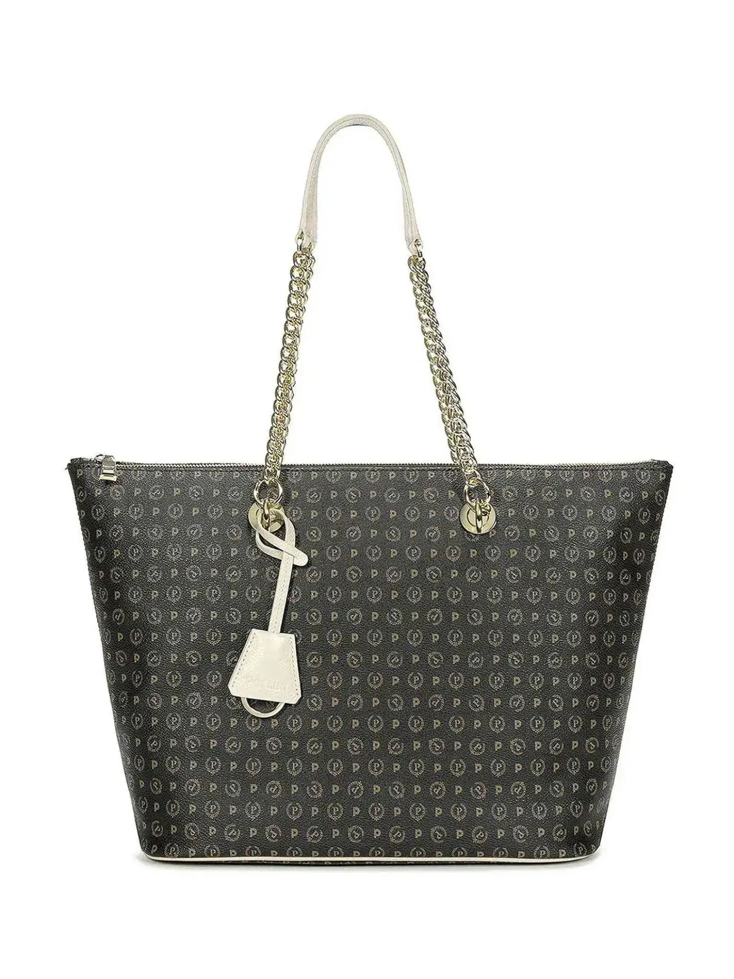 BORSA A SPALLA DONNA - POLLINI NERO-AVORIO - TE8410PP02Q11