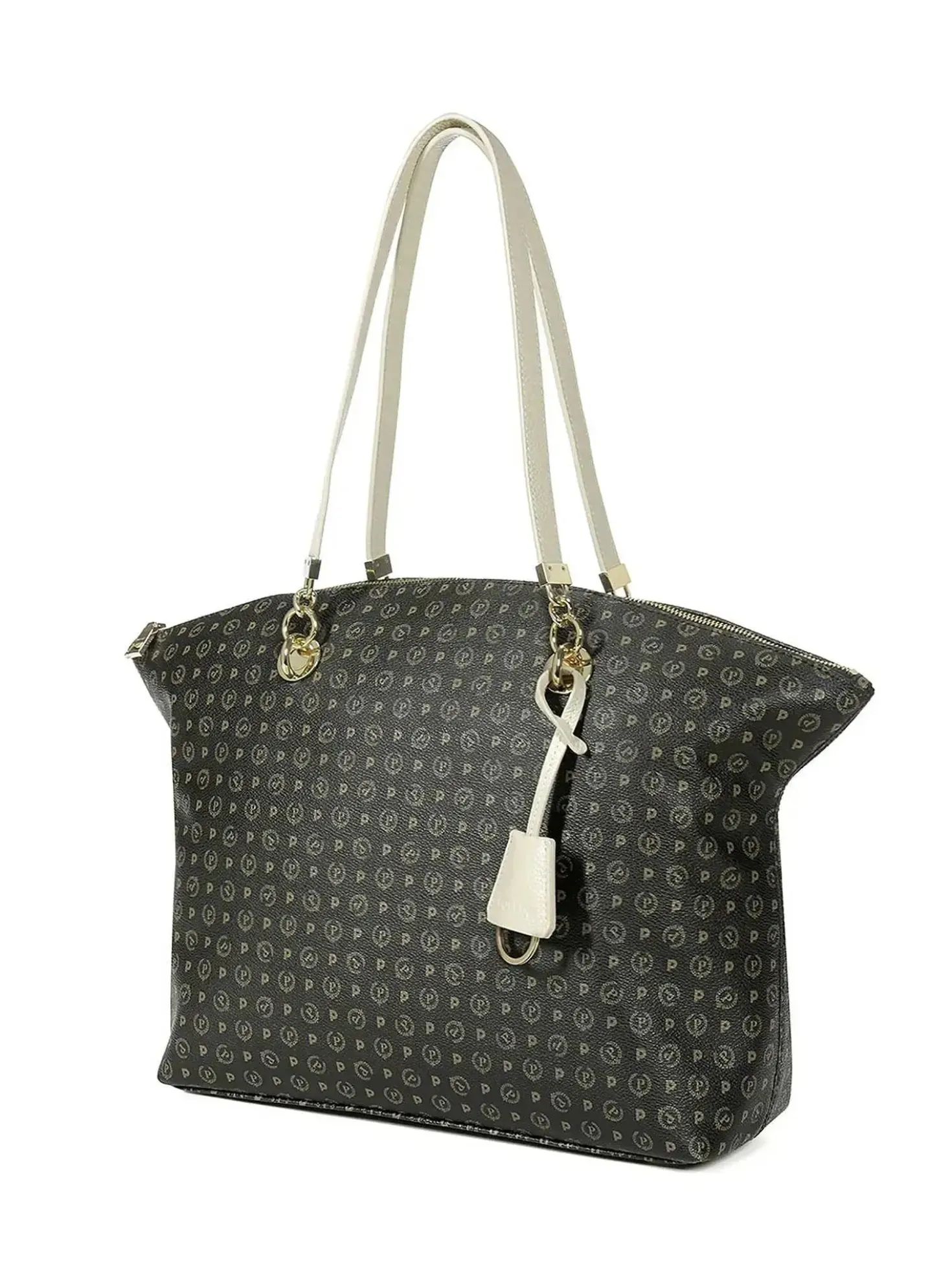 BORSA A SPALLA DONNA - POLLINI NERO-AVORIO - TE8408PP02Q11