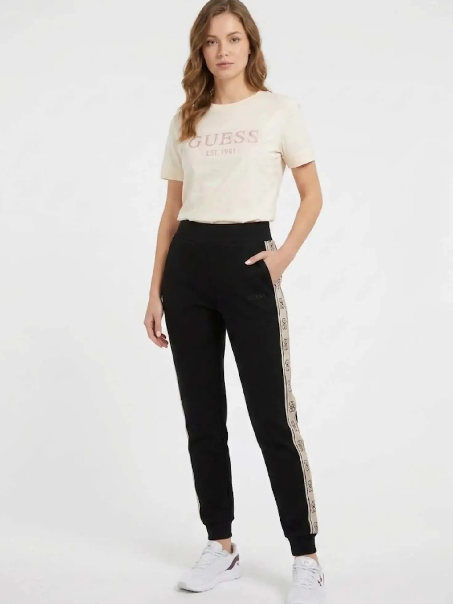 PANTALONE TUTA DONNA - GUESS ATHLEISURE NERO - V2YB15 KB3P2