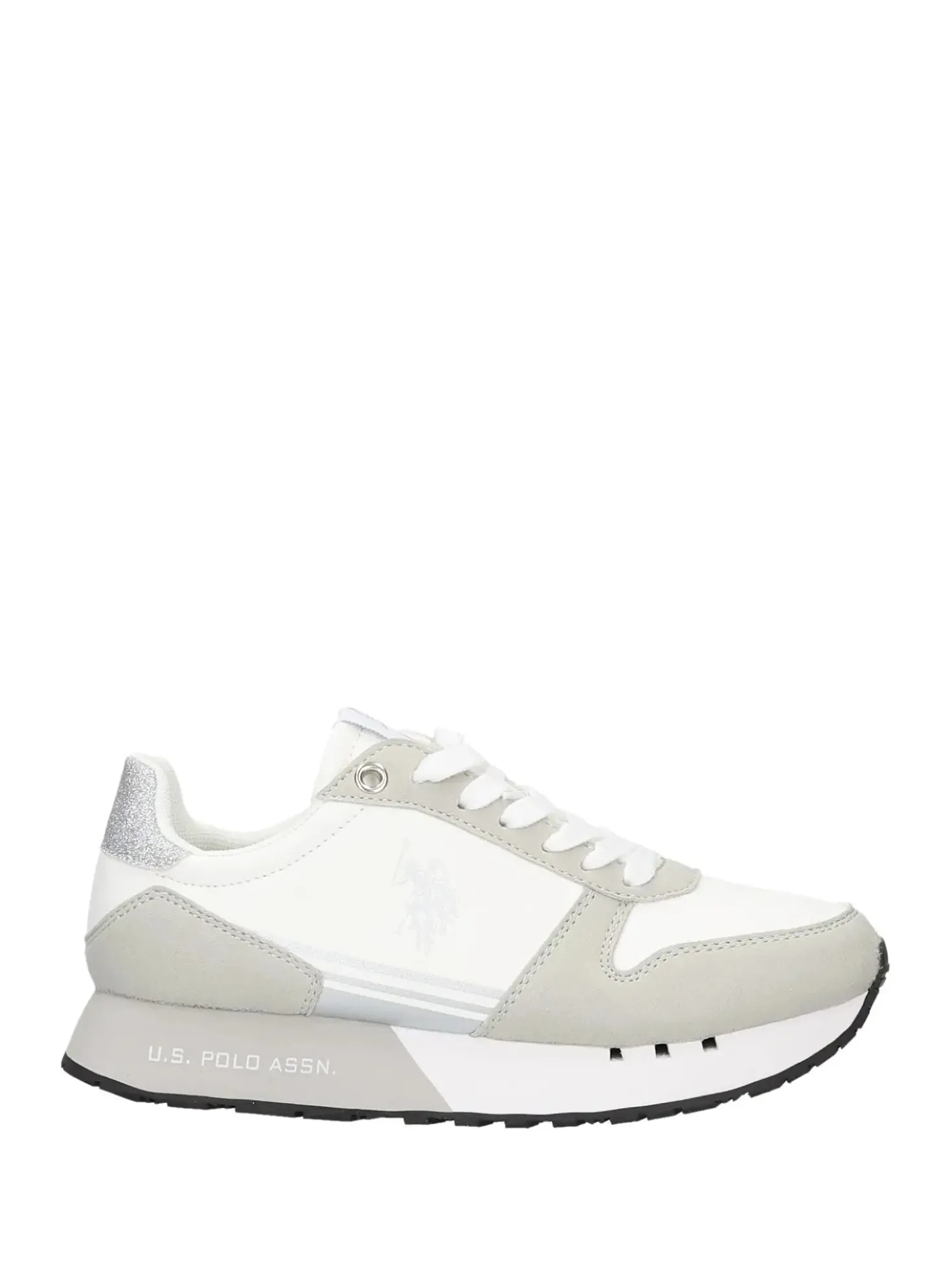 SNEAKERS DONNA - US POLO ASSN. BIANCO-ARGENTO - DENI004W/6YH1