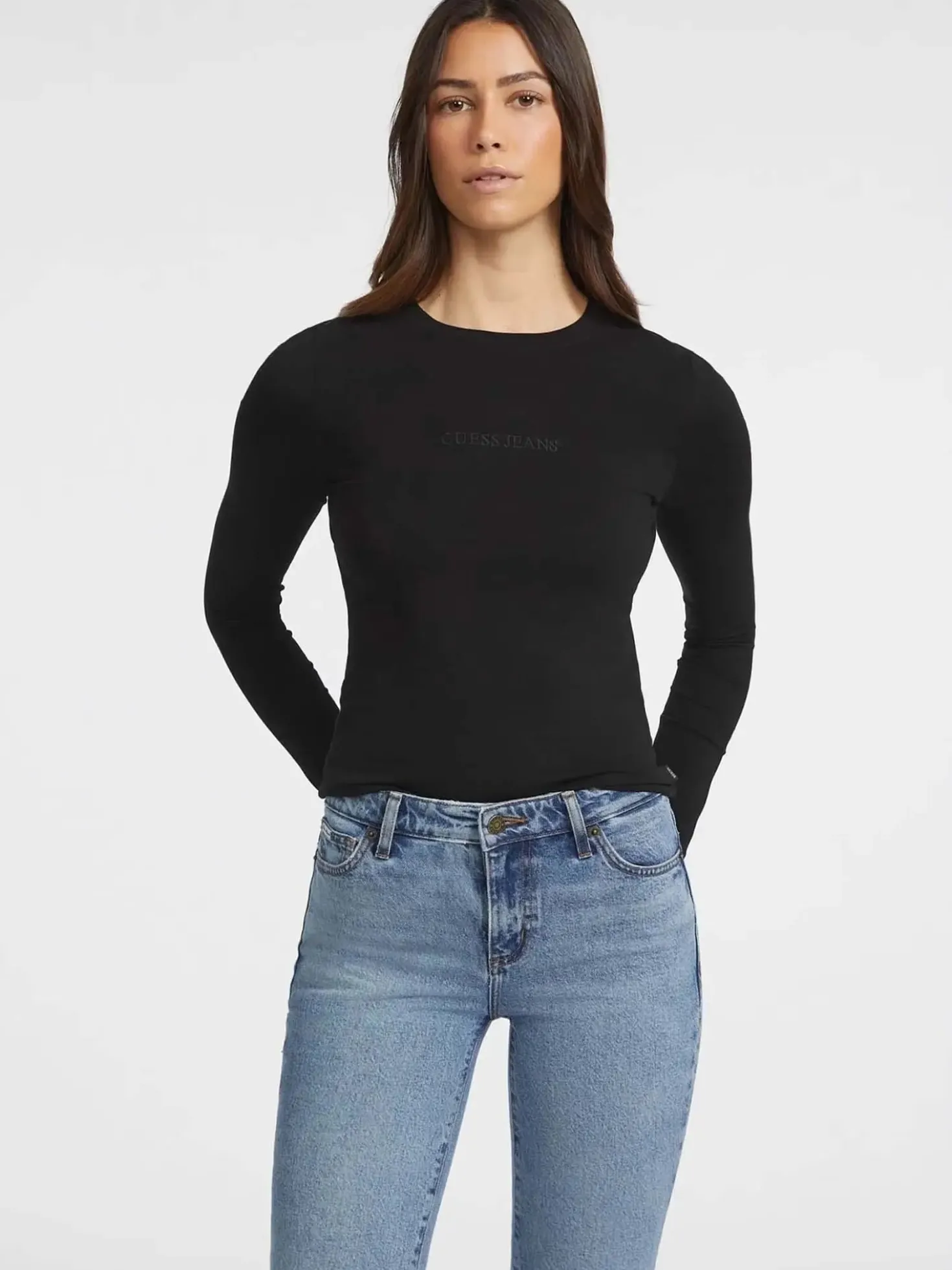 T-SHIRT DONNA - GUESS JEANS NERO - W4YI22 J1314